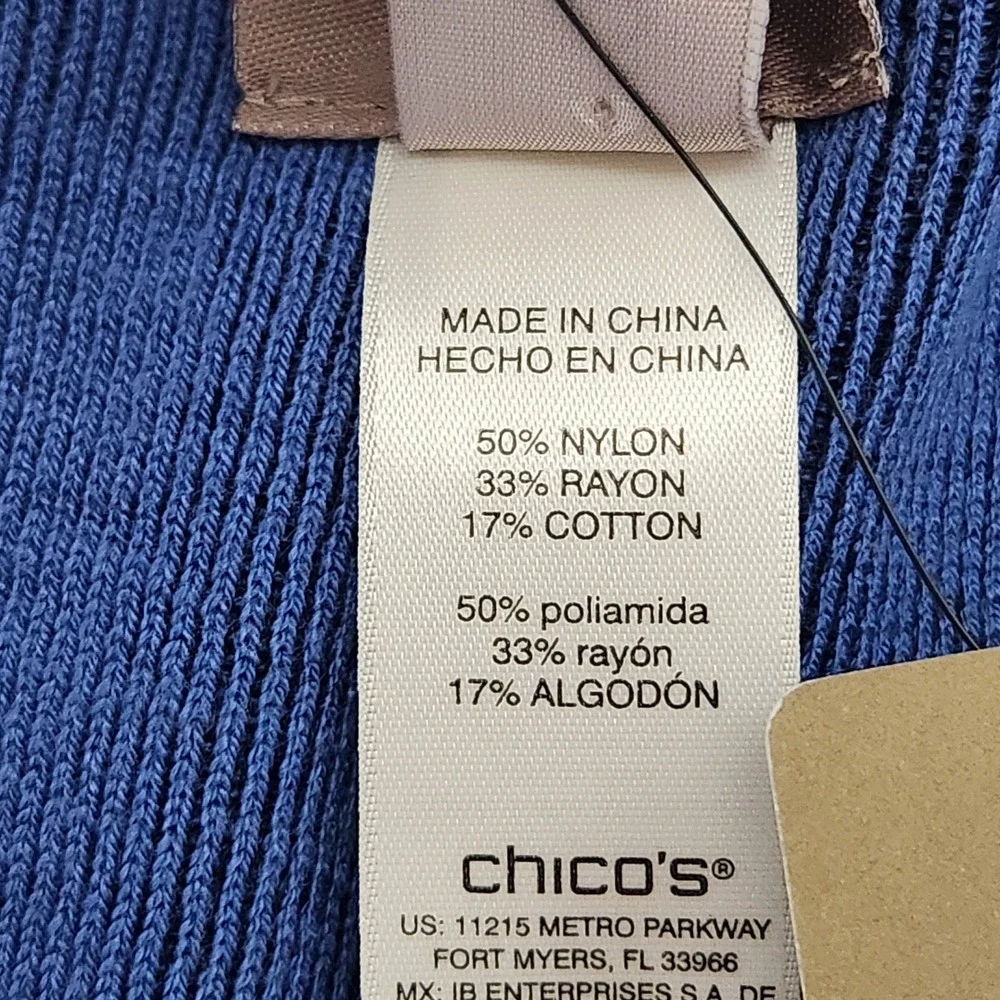 Chicos Reversible Colorblock Stripe Knit‎ Ruana Wrap Midnight Blue OS NWT
